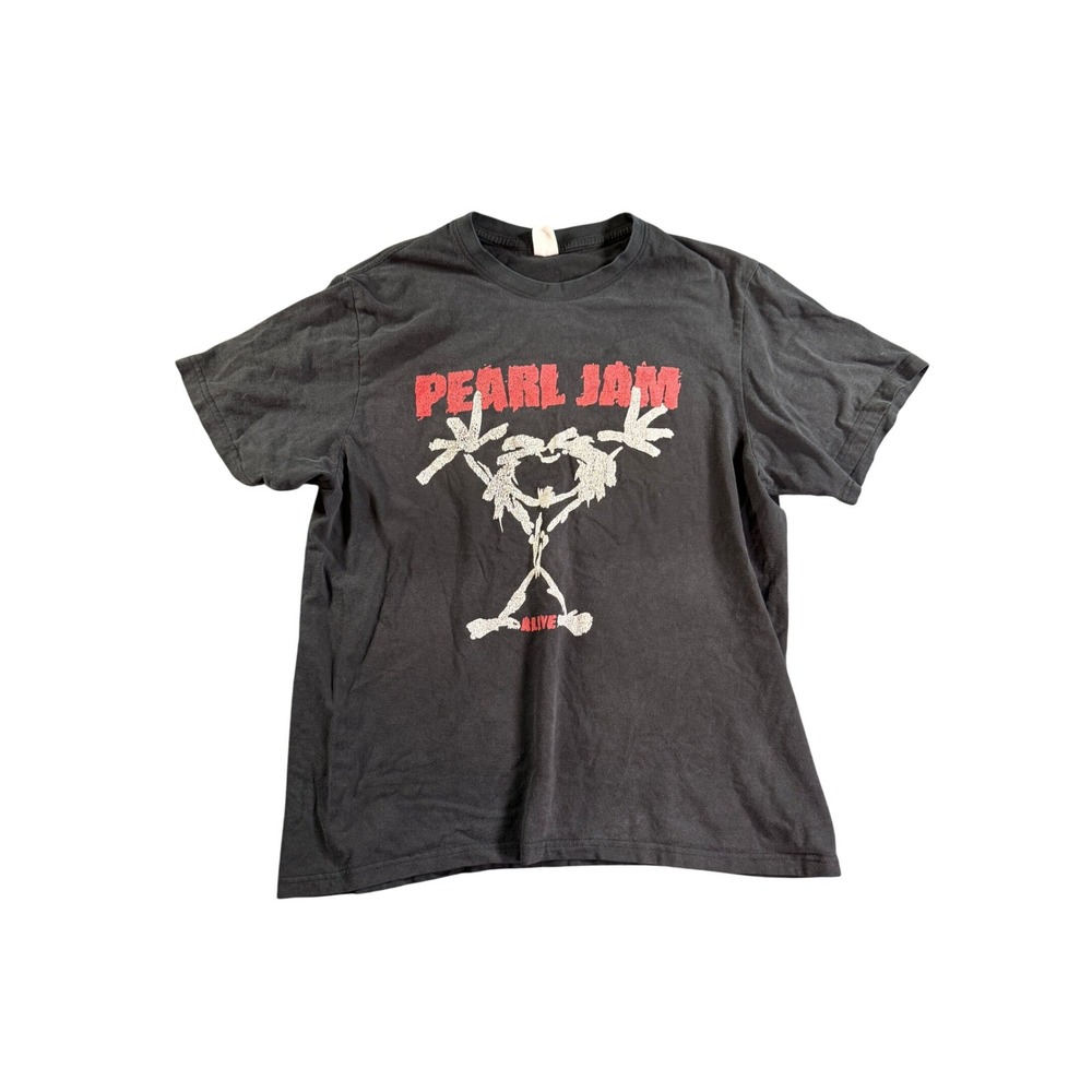 Vintage Pearl Jam Alive Stickman T-Shirt Mens Medium Black Grunge Rock Band Tee